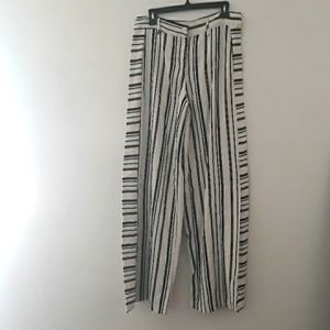 4our Dreeamers  Contrasting Striped  Split Wide Leg Linen Pants  #0710